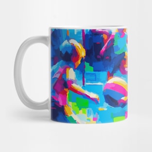 Abstract Painting of Kids Playing Basketball Mug